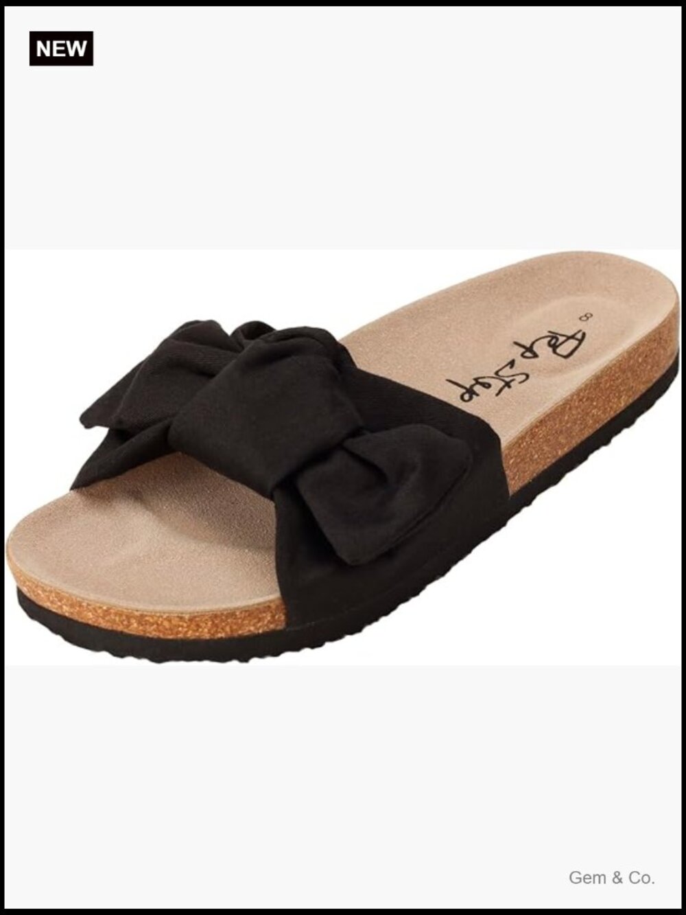 Dressy Slide Sandals with Bow Knot, Memory Foam Cork Sole